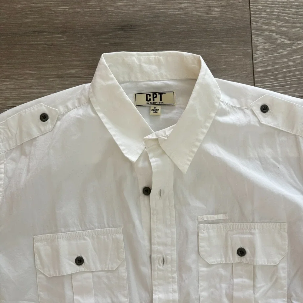Vintage Cockpit USA Mens White Long Sleeve D.I. Heritage Button Up Shirt‎ Size M
